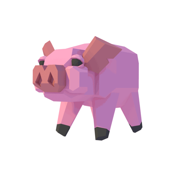 Low-Poly-3D-Animation Schwein rosa