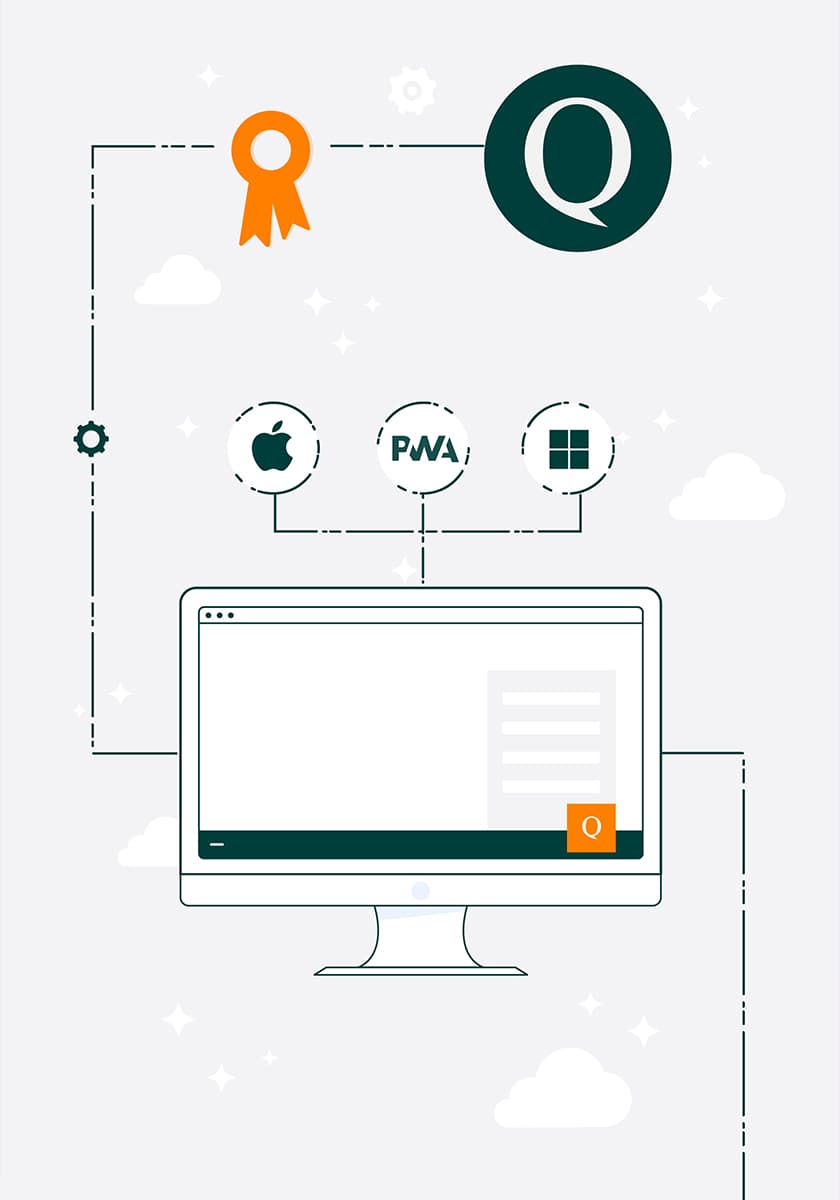Illustration eines Computers mit der QuoJob-Website