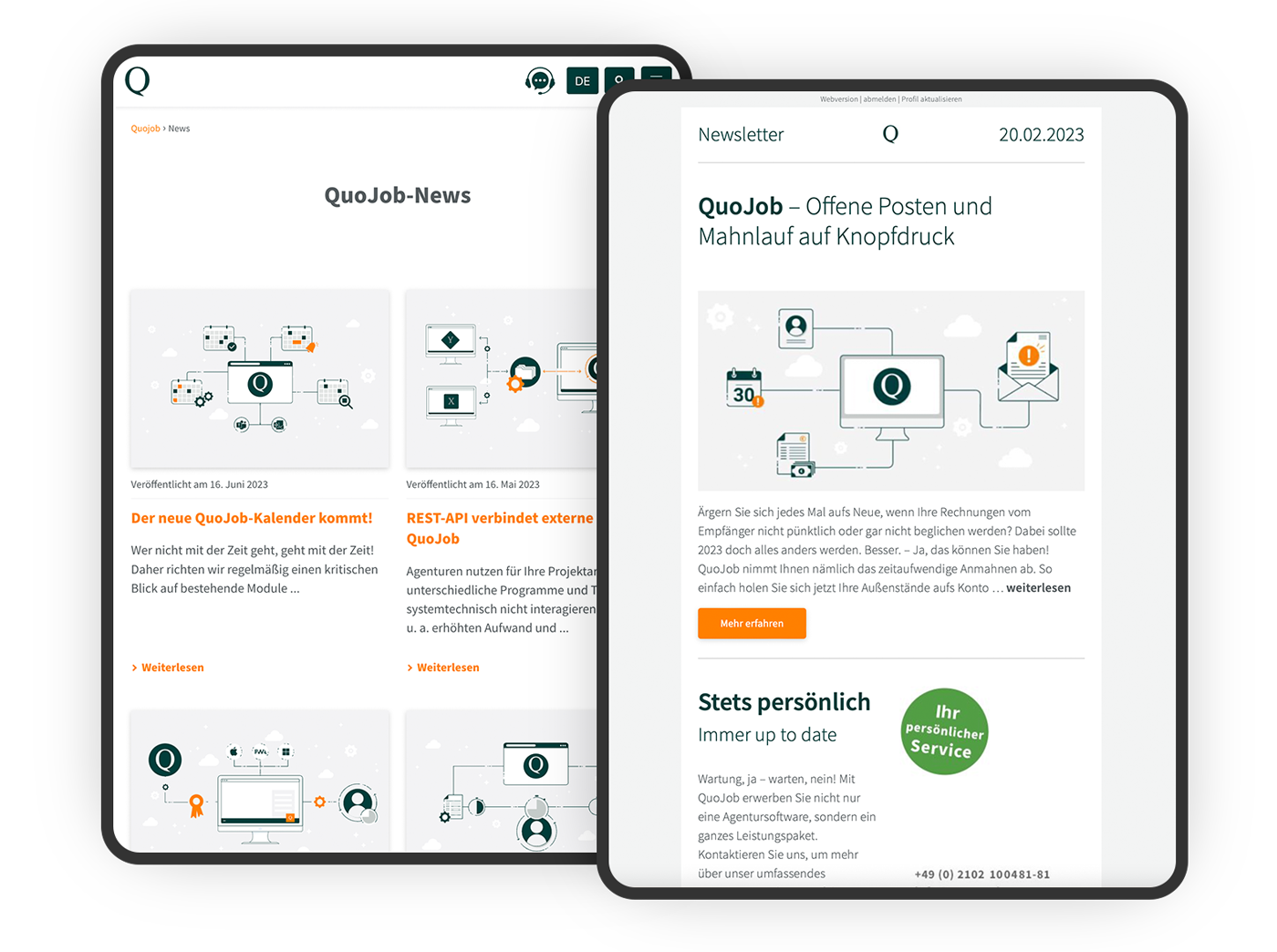 iPad mit News und Newsletter von QuoJob