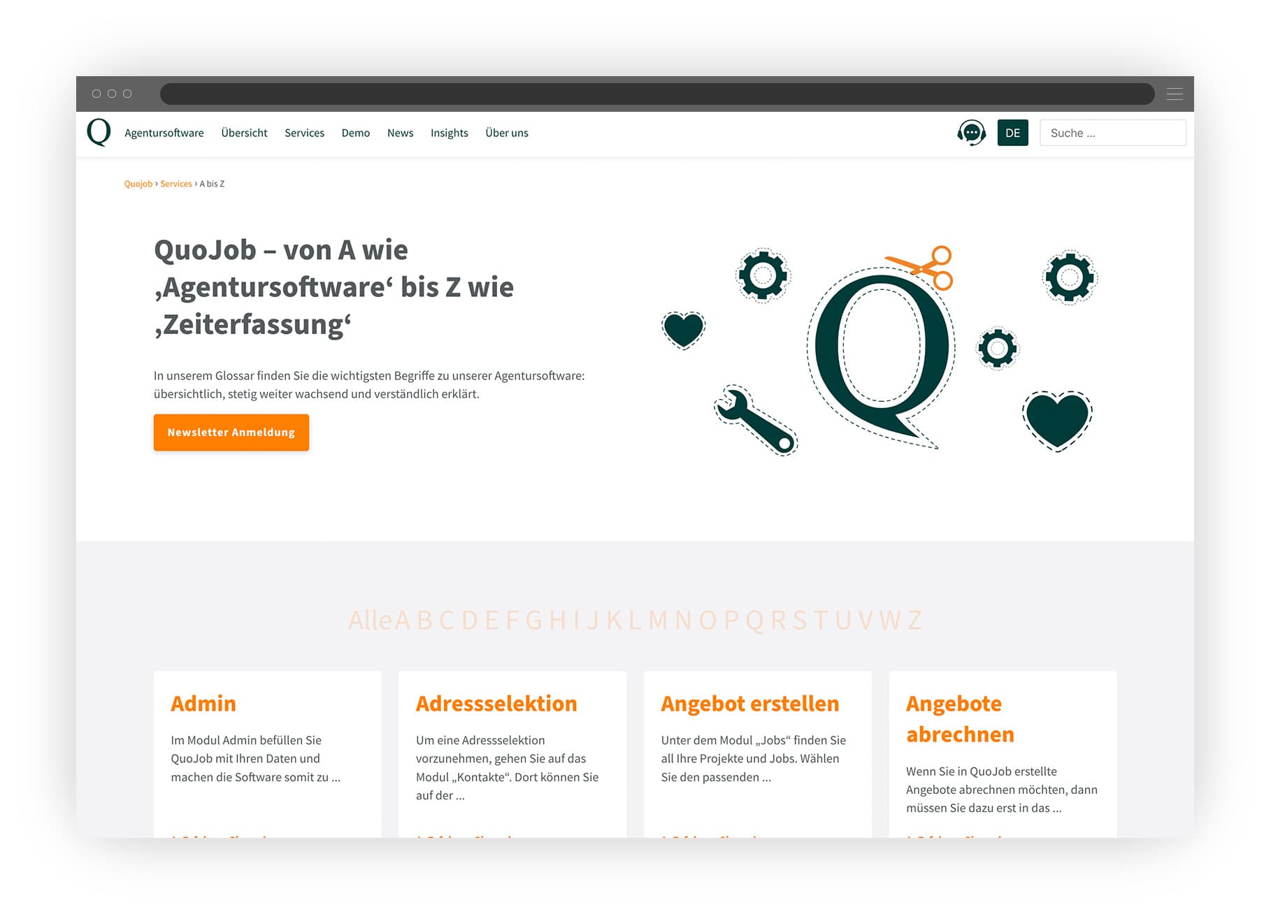 Screen des Wiki von QuoJob