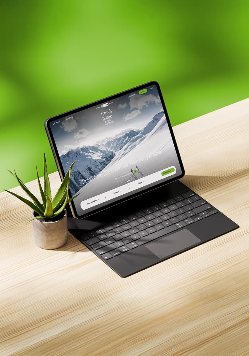 Tablet-Mock-up der harry’s-home-Startseite.