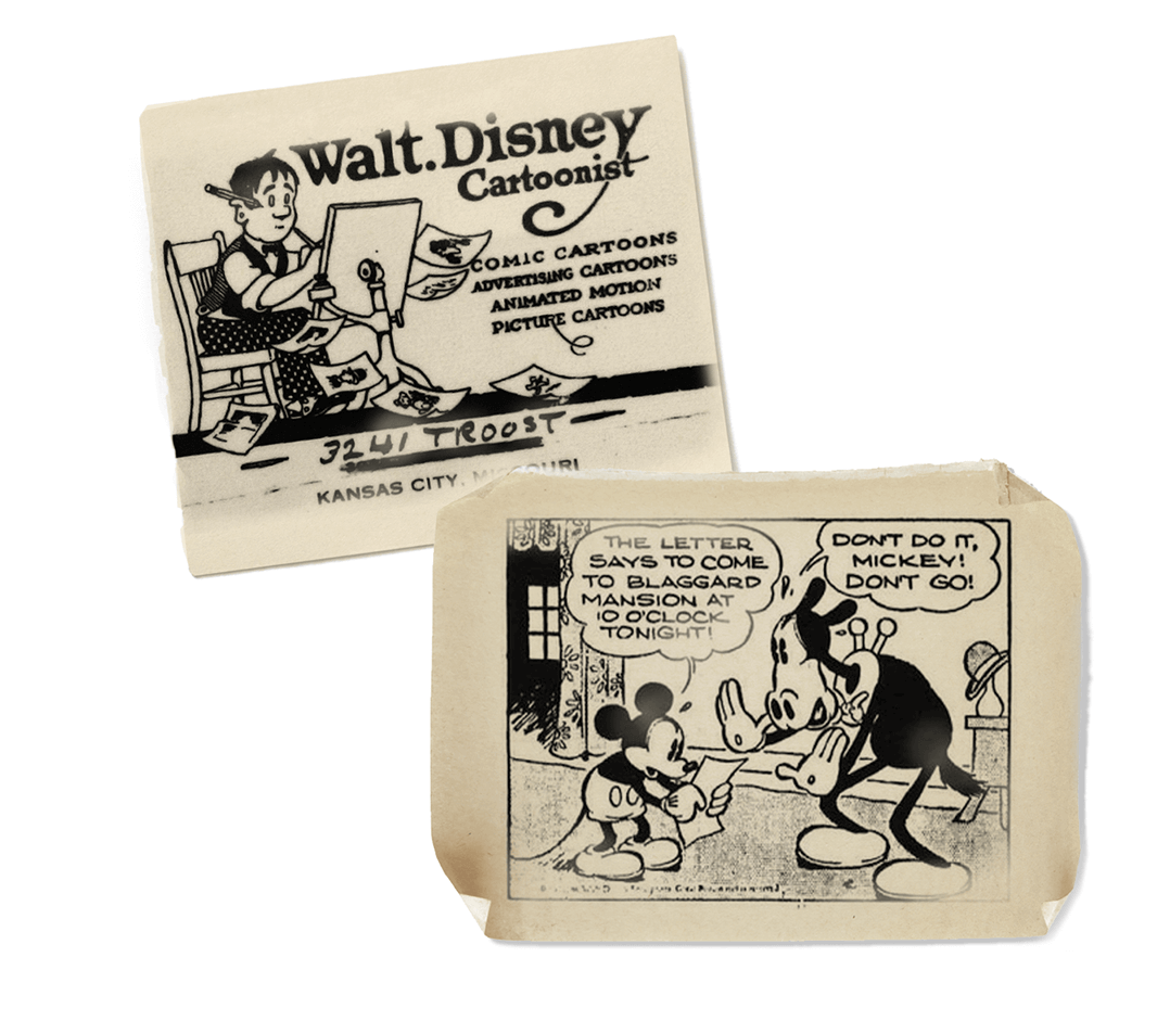Foto der frühen Illustrationen von Walt Disney zum Insight über die Geschichte der Animation.