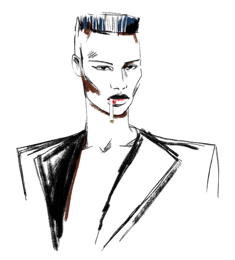 antonio lopez mode-illustration von Grace-Jones als Portrait