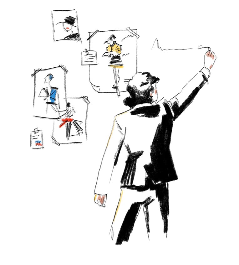 antonio lopez, der modeillustrator, gibt workshops in mode-illustration, ui sehen sind Skizzen in der Modeschule