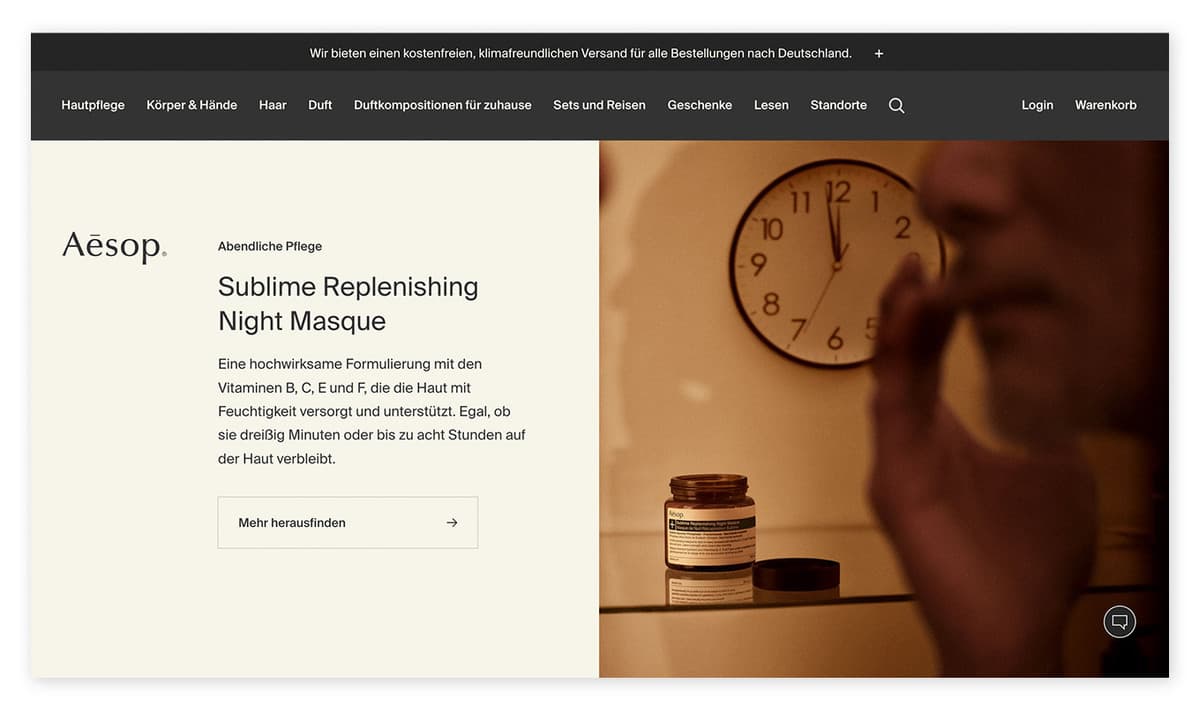 Bild zum insight über visuelle Webdesign-Trends durch gender neutral design am beispiel aesop