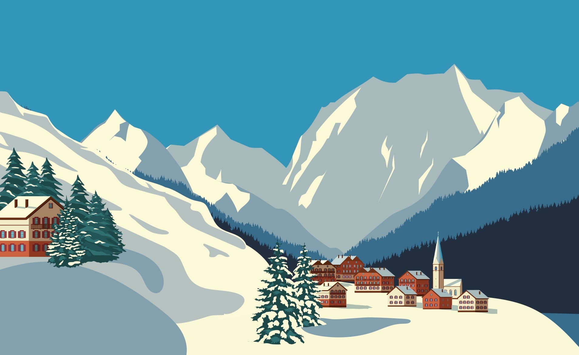 Vektor-Graphik zum Thema reisen mit den Schweizer Bergen