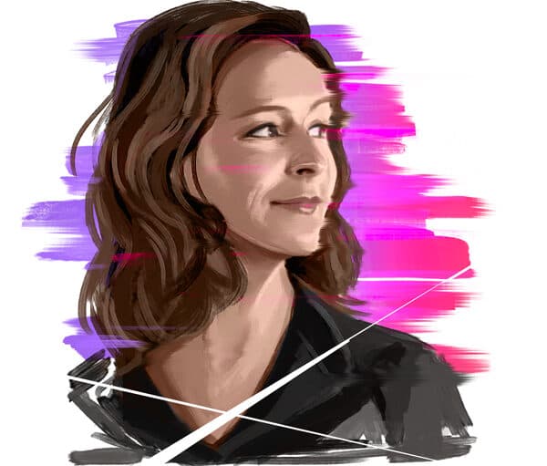 Michelle Dougherty Portrait als illustration zum insight Titel design zwischen den Welten.