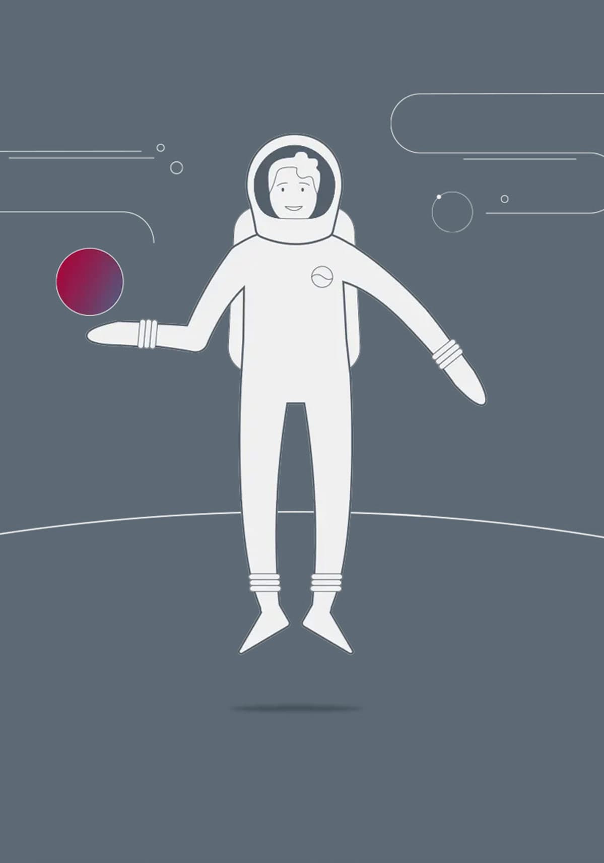 Illustration eines Astronauten mit Kugel von Outlast