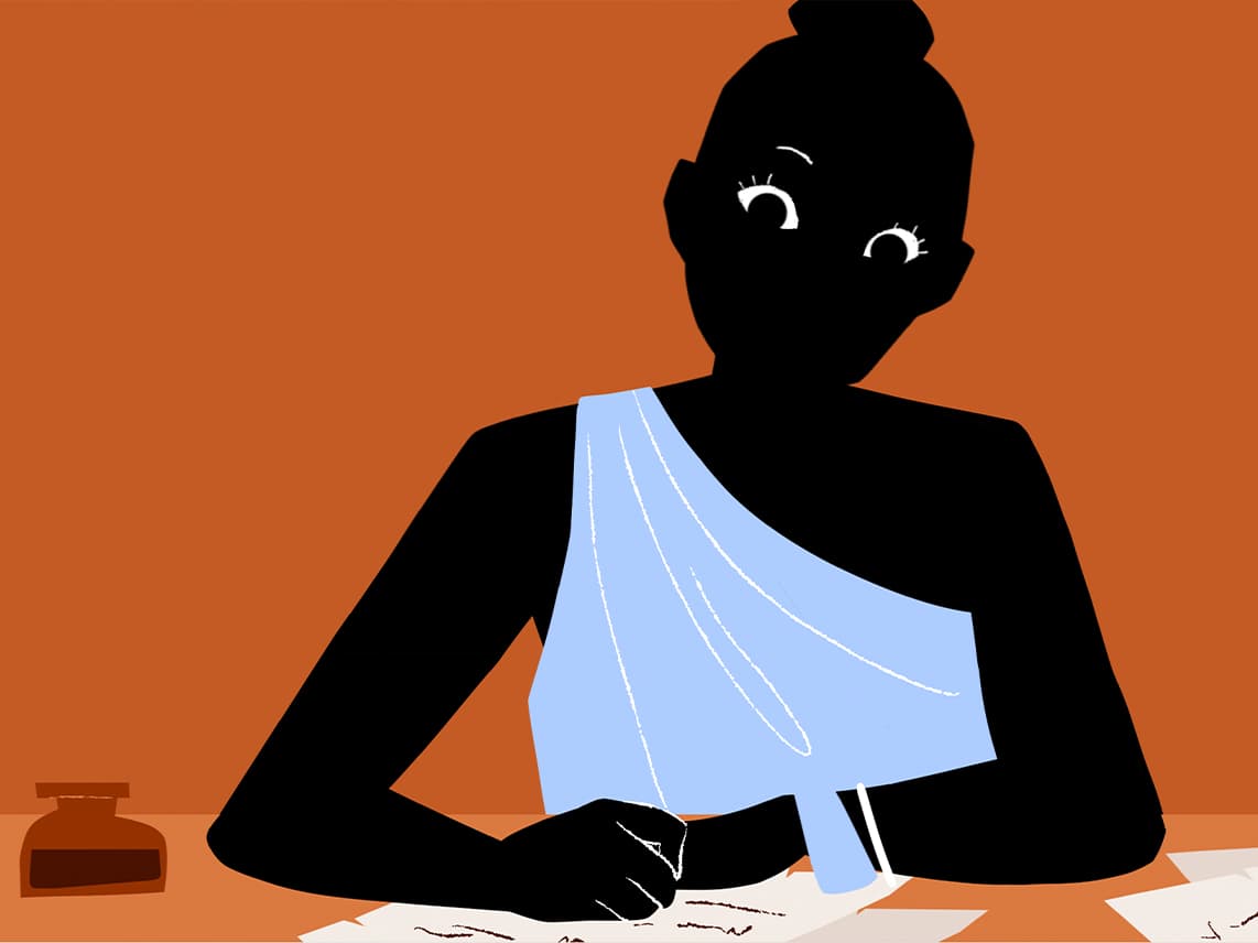 buecherfruehling-illustration-zuleika-poc-frau-schreibt-gedicht-grid