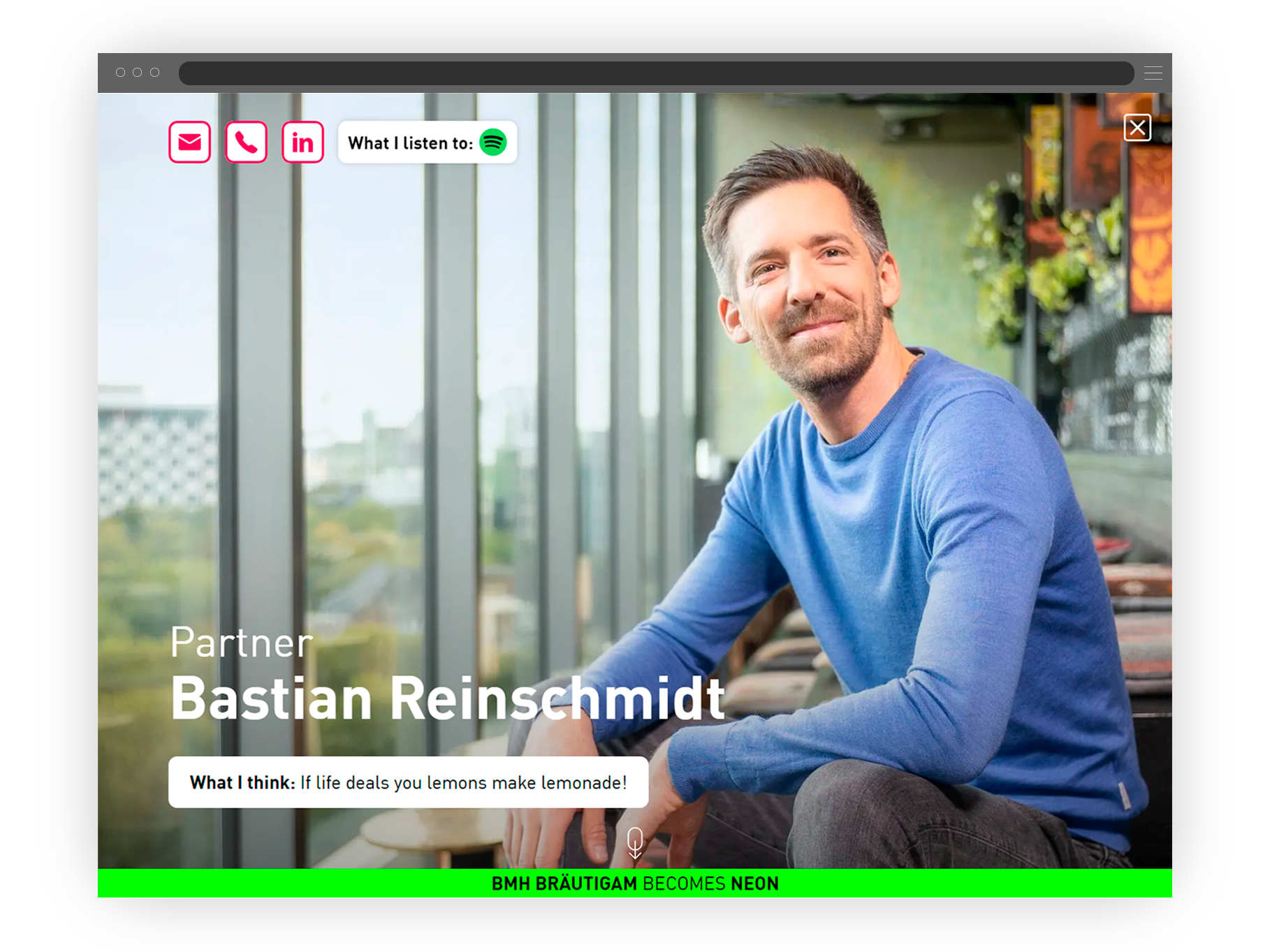 Websitenmockup eines Headerbereiches