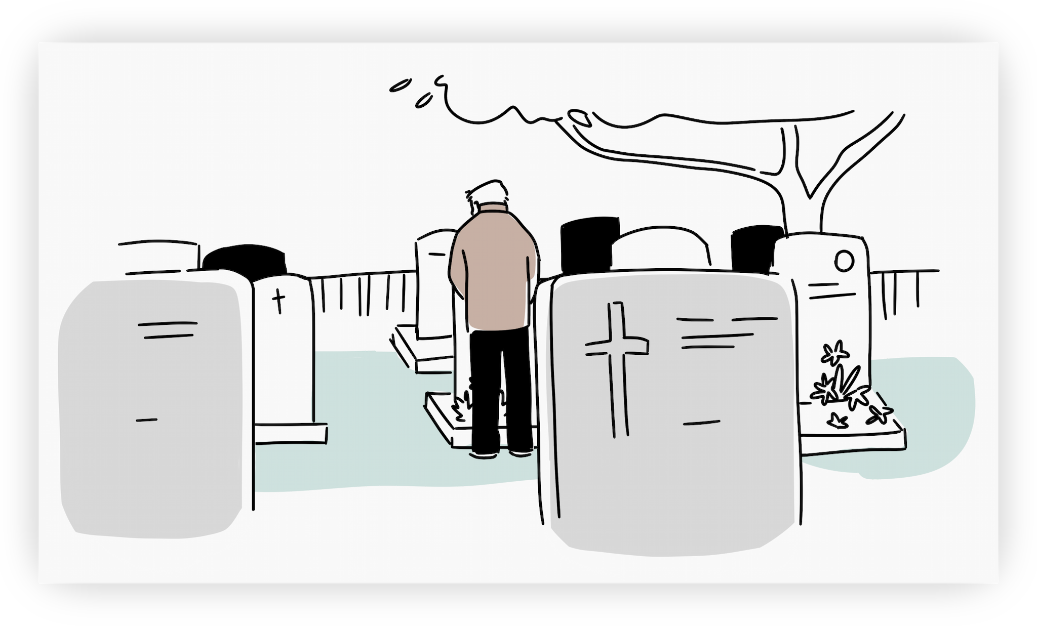 ZDF Aspekte Beitrag zum Thema Trauerverarbeitung - Grafik mit klaren Linien und Formen