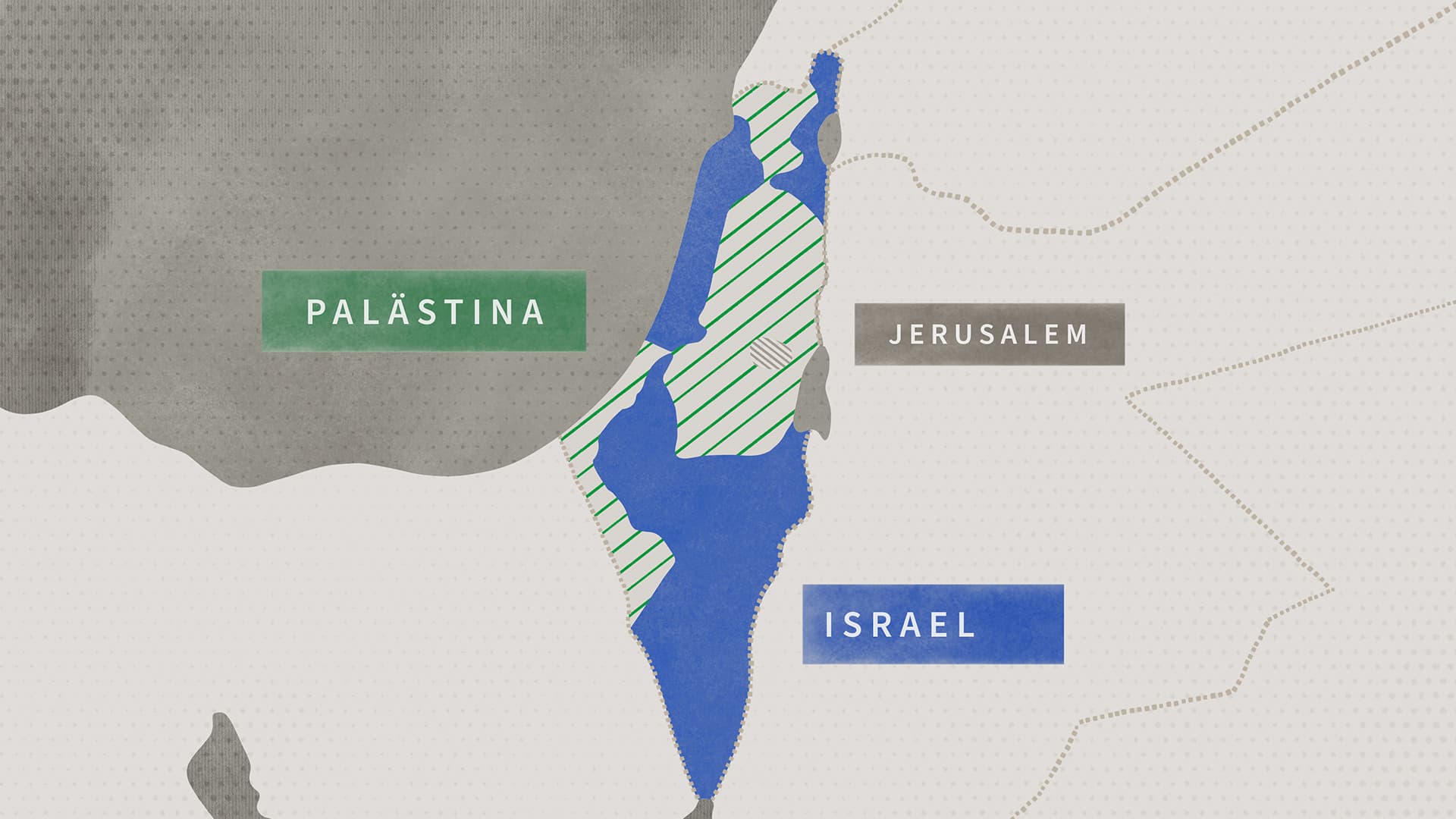 ZDF Aspekte: Nahost-Konflikt – Karte mit Israel- und Palästinenser-Gebieten