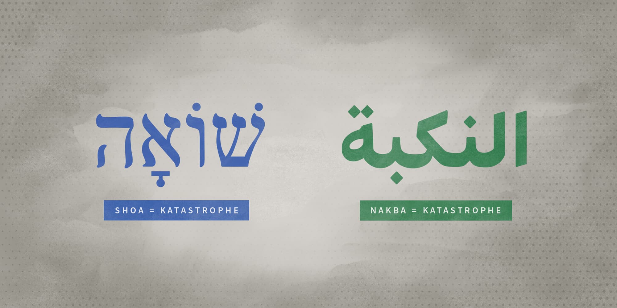 ZDF Aspekte: Nahost-Konflikt – Grafik mit Schriftzug Shoa und Nakba