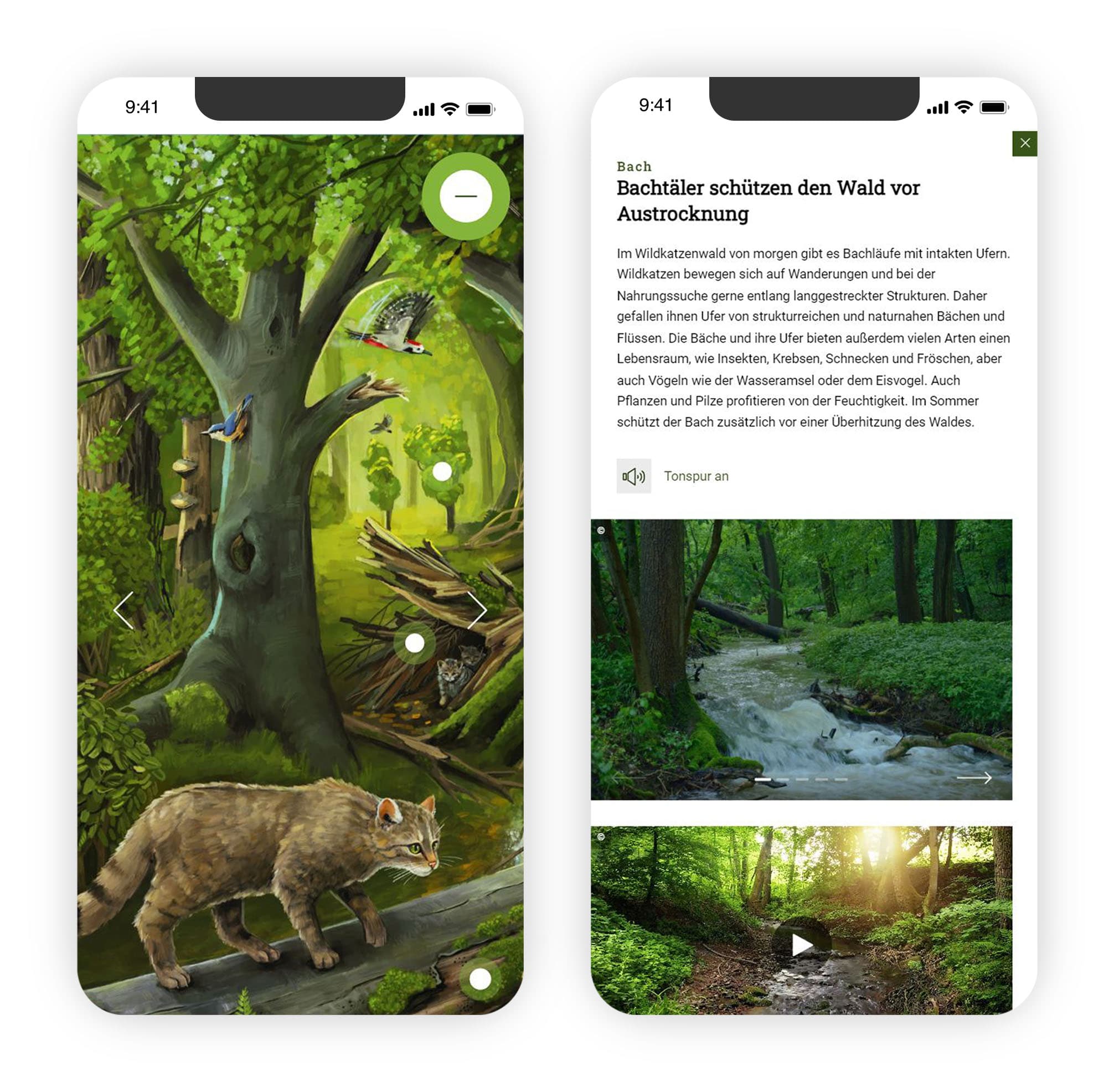 Mockup einer interaktiven grafik auf 2 Smartphone screens
