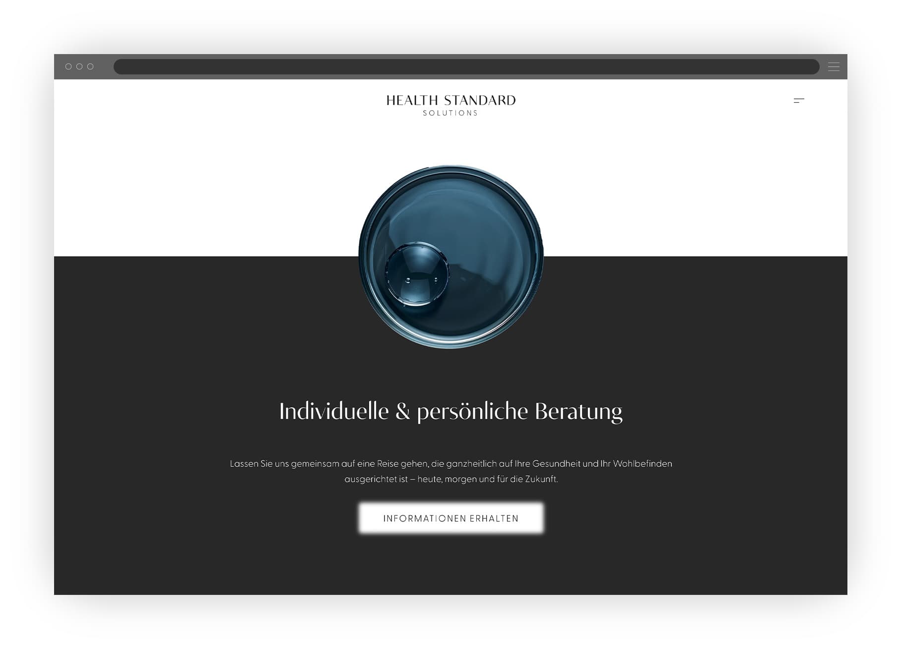 Grafik, die ein Text Media Modul der Health Standard Solutions Website zeigt.