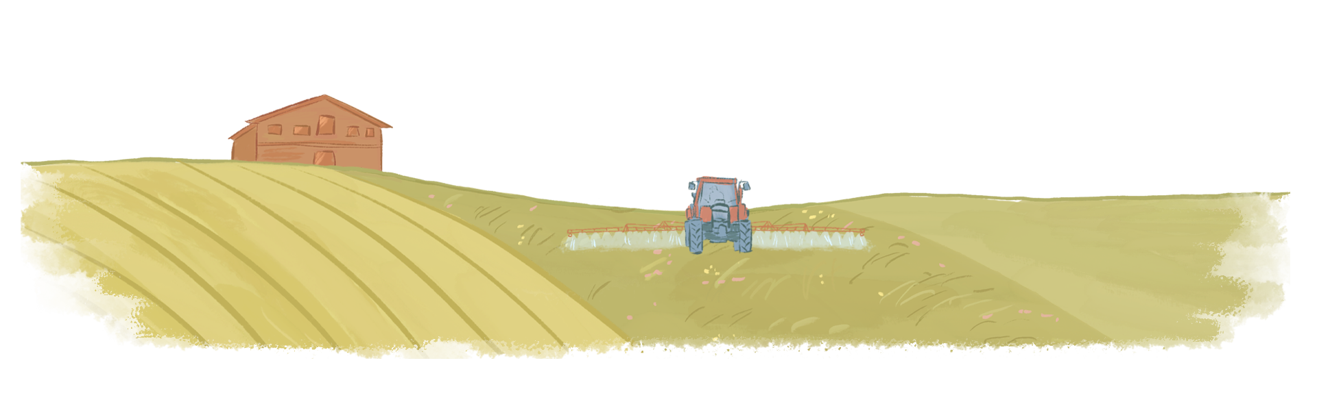 Illustriertes Feld mit Traktor für die ZDF aspekte Sendung über Landwirschaft