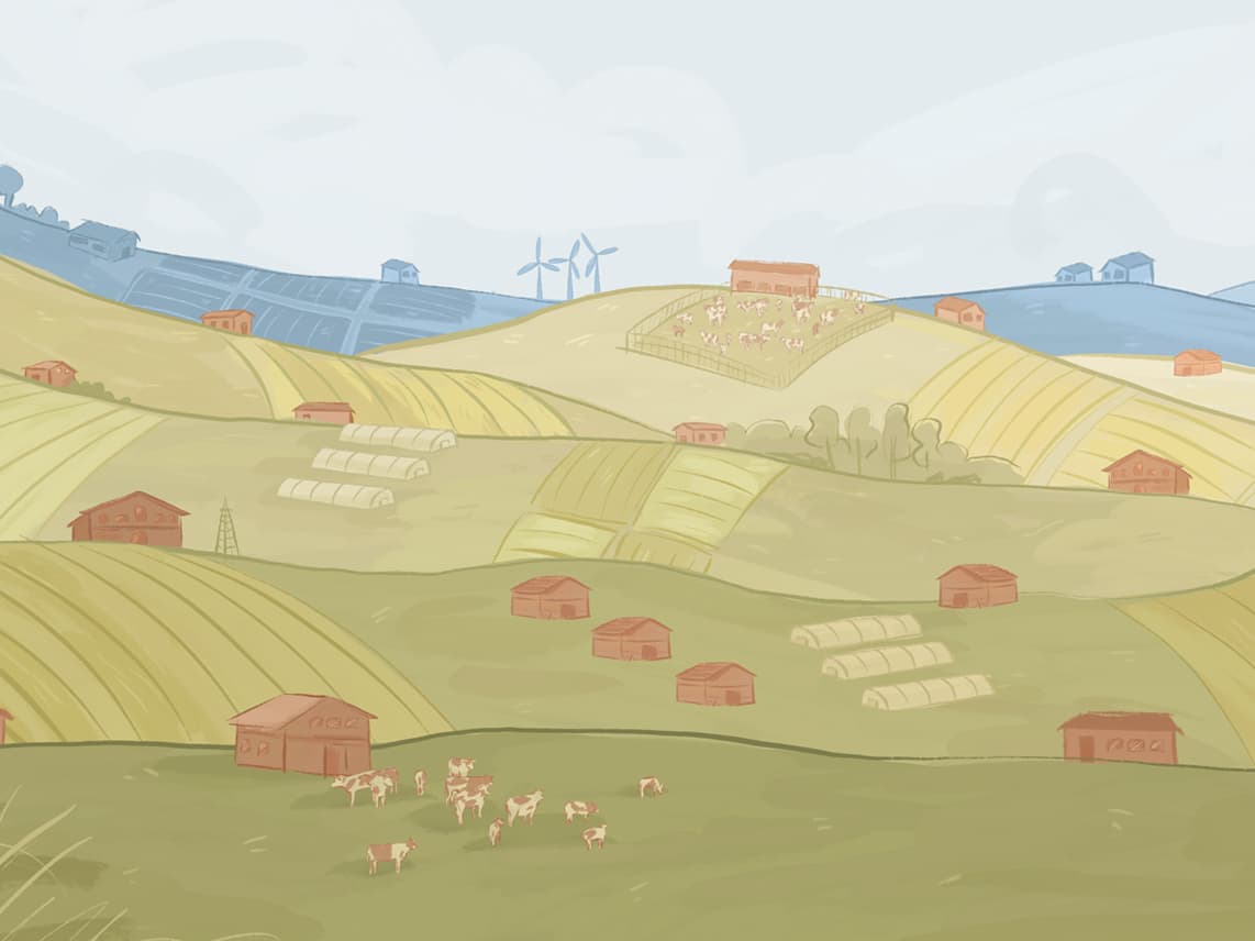 Illustrierte Felder für die ZDF aspekte Sendung über Landwirschaft