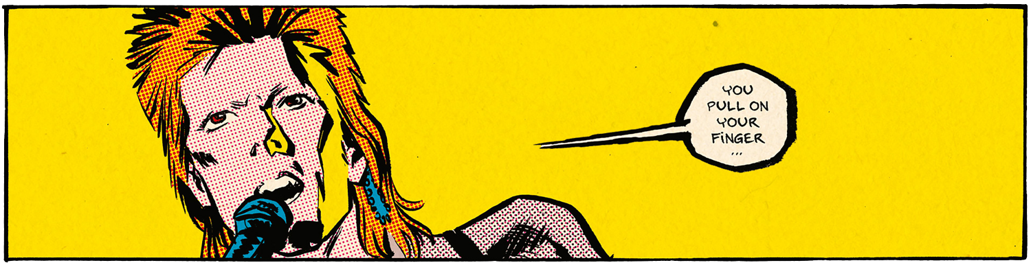 Bildausschnitt von Ziggy Stardust aus der Graphic Novel von Reinhard Kleist: ‚Starman – David Bowie’s Ziggy Stardust Years‘